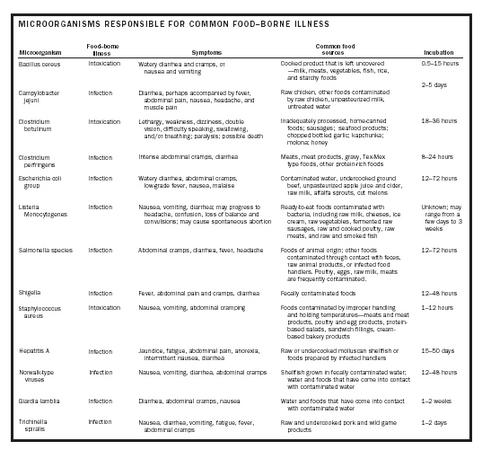 MICROORGANISMS RESPONSIBLE FOR COMMON FOOD–BORNE ILLNESS