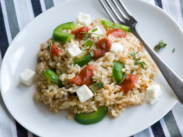 Lemon Rice with Zucchini, Roasted Peppers and Feta Cheese