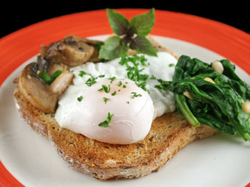 Poached Eggs with Collard Greens