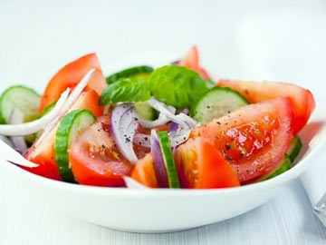 Tomato, Cucumber and Red Onion Salad with Mint